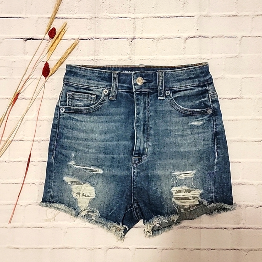 American Eagle Highest Rise Shortie Denim Shorts-Size 0